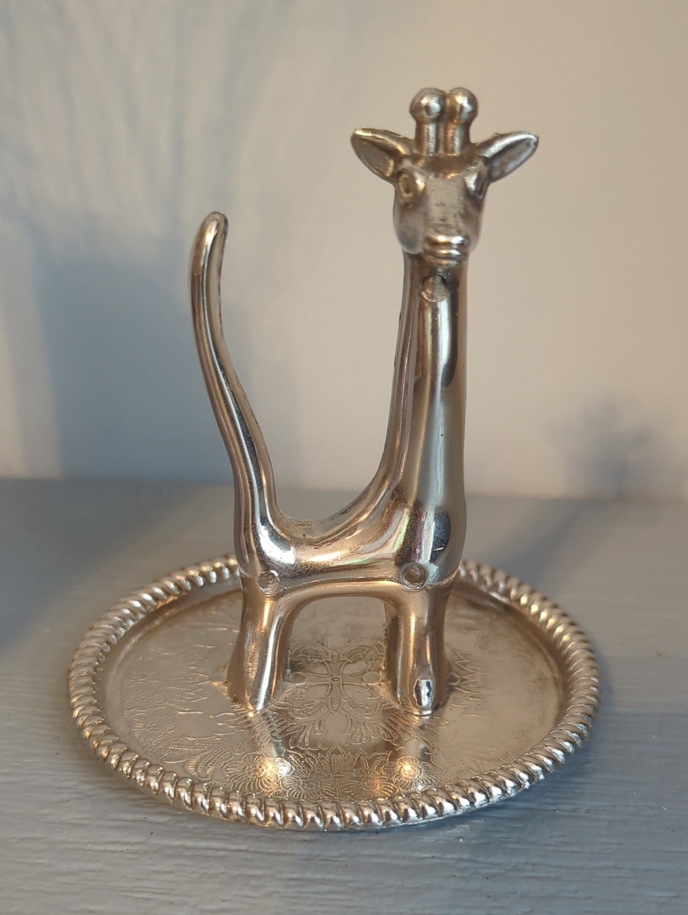 Vintage Silver-plated Giraffe Ring Holder